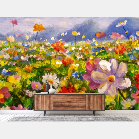 Fototapete lebhafte wildblumenwiese – Pixers®