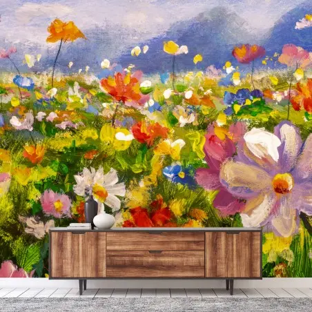 Fototapete lebhafte wildblumenwiese