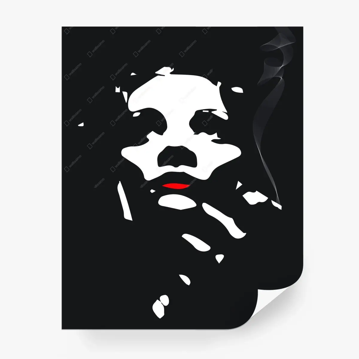 Fototapete mysteriöses silhouette-porträt mit roten lippen – Pixers®