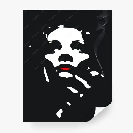 Fototapete mysteriöses silhouette-porträt mit roten lippen – Pixers®