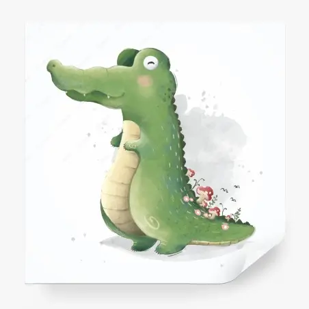 Fototapete märchenhaftes aquarellkrokodil mit pilzen – Pixers®