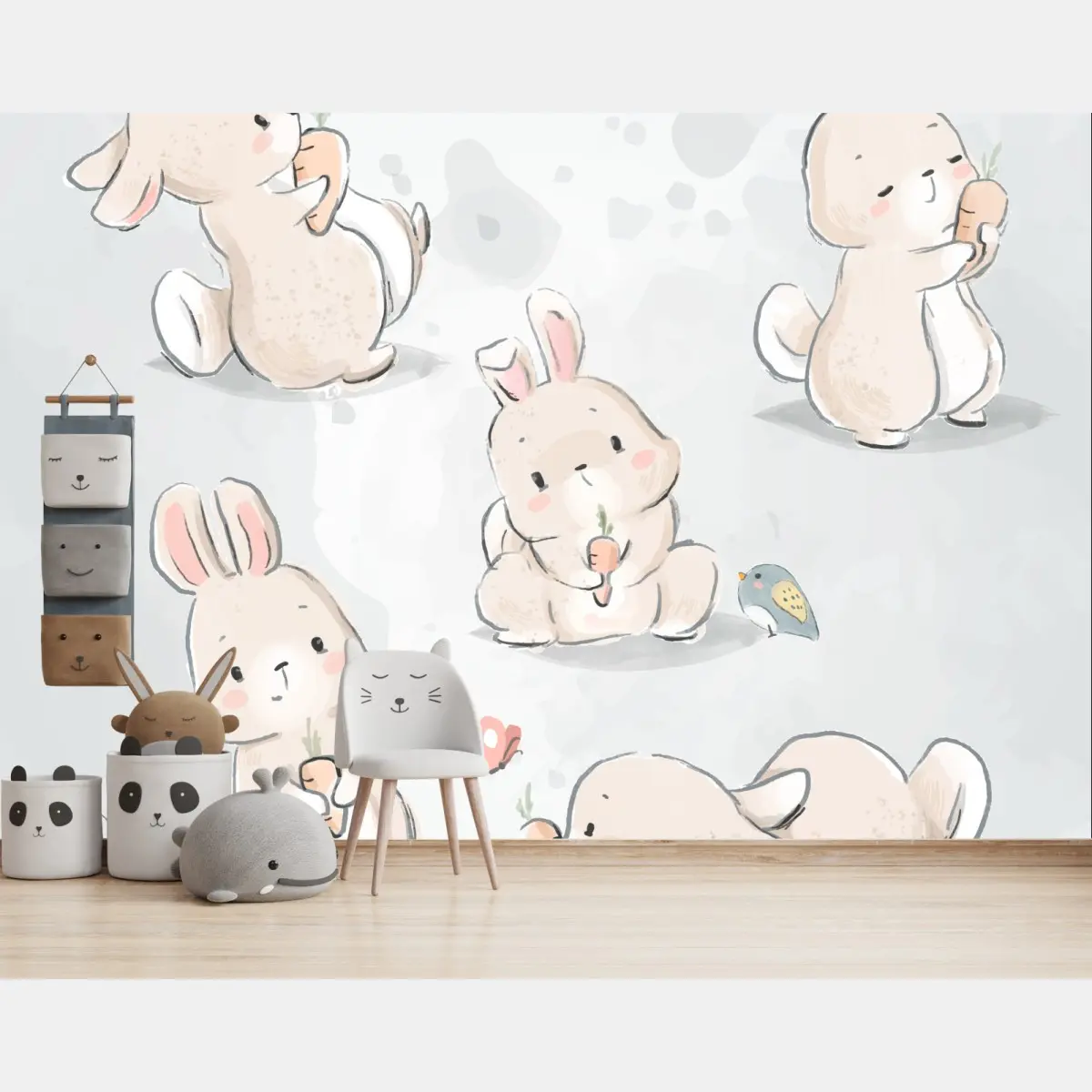 Fototapete verspielte hasen in pastell – Pixers®