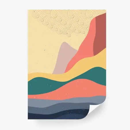 Fototapete pastell geometrische berglandschaft – Pixers®