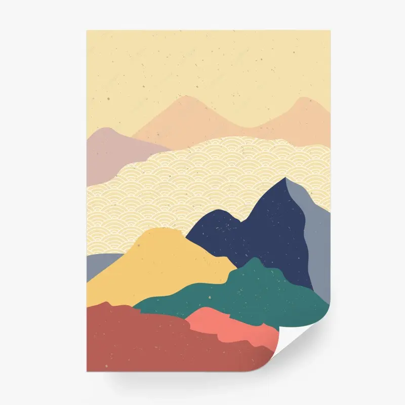 Fototapete geometrische japanische berglandschaft