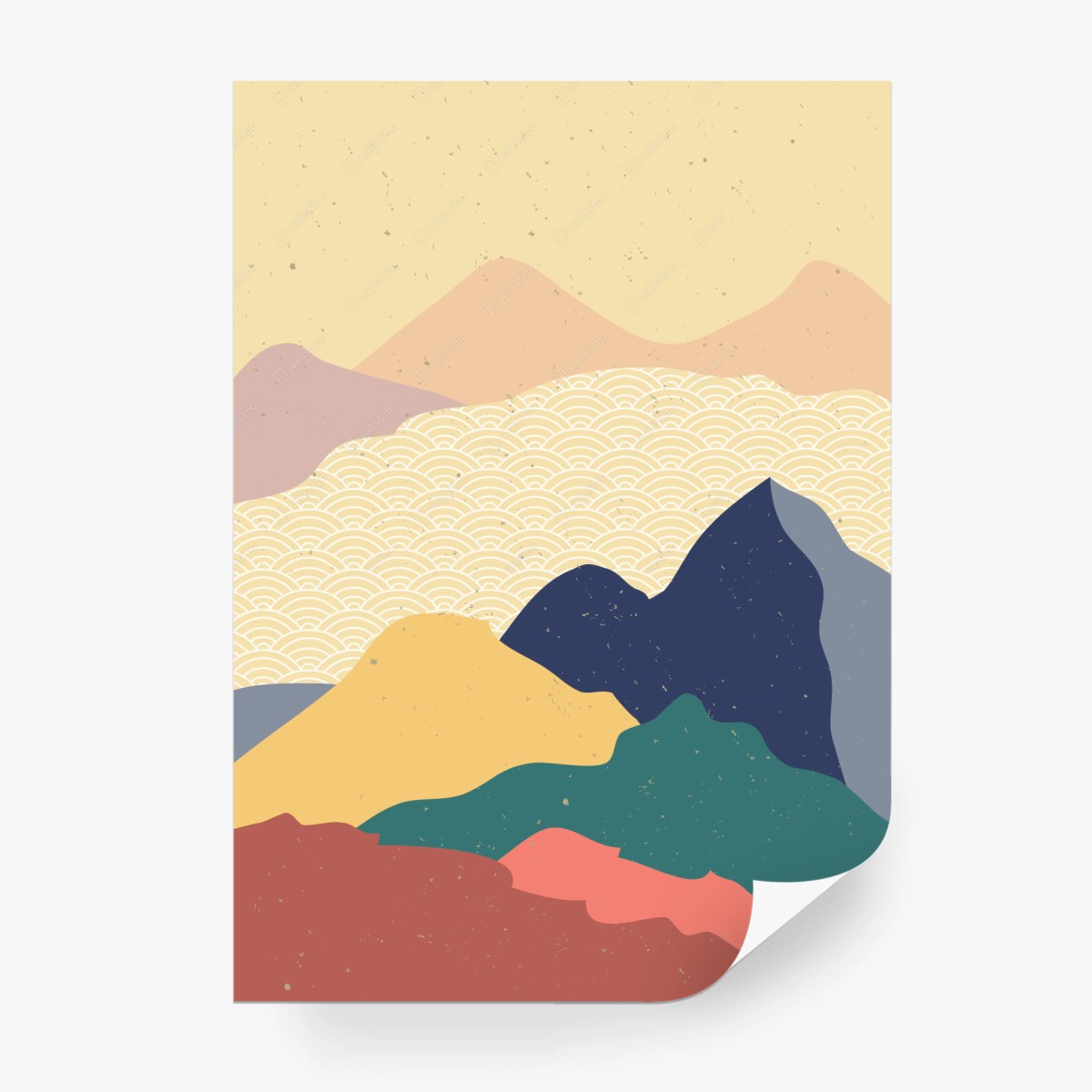 Fototapete geometrische japanische berglandschaft – Pixers®