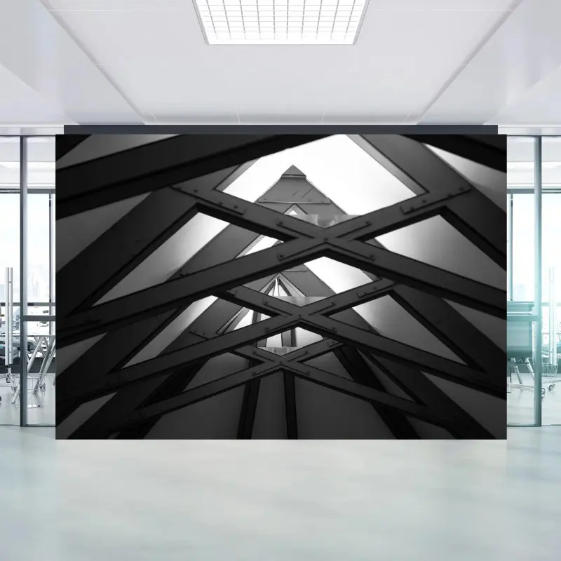 Fototapete geometrisches stahlfachwerk in monochrom