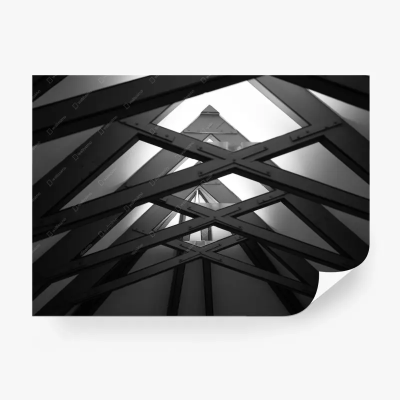 Fototapete geometrisches stahlfachwerk in monochrom