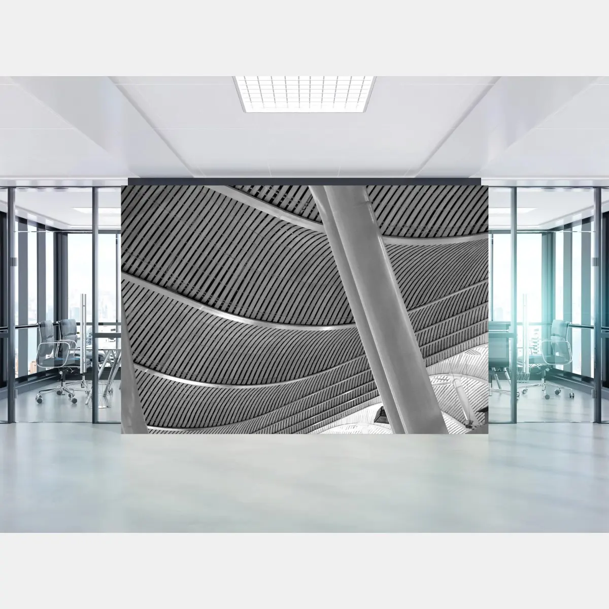 Fototapete gekrümmte architektonische decke in graustufen – Pixers®
