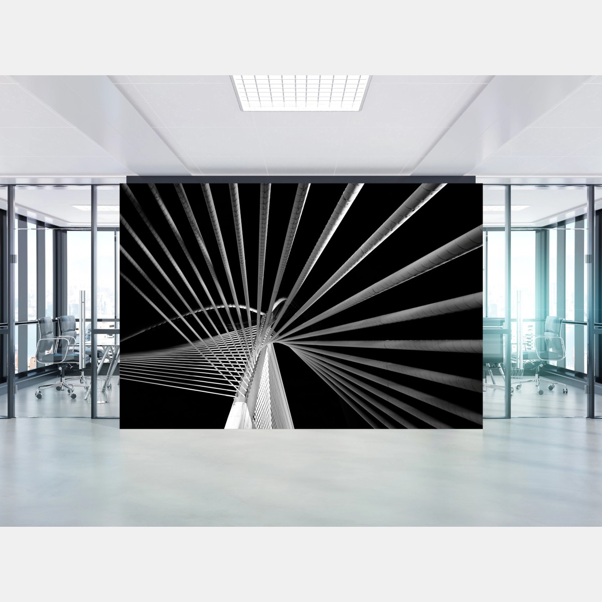 Fototapete geometrische brückenlinien in schwarzweiß – Pixers®