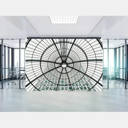 Fototapete geometrische glaskuppel über modernem turm – Pixers®
