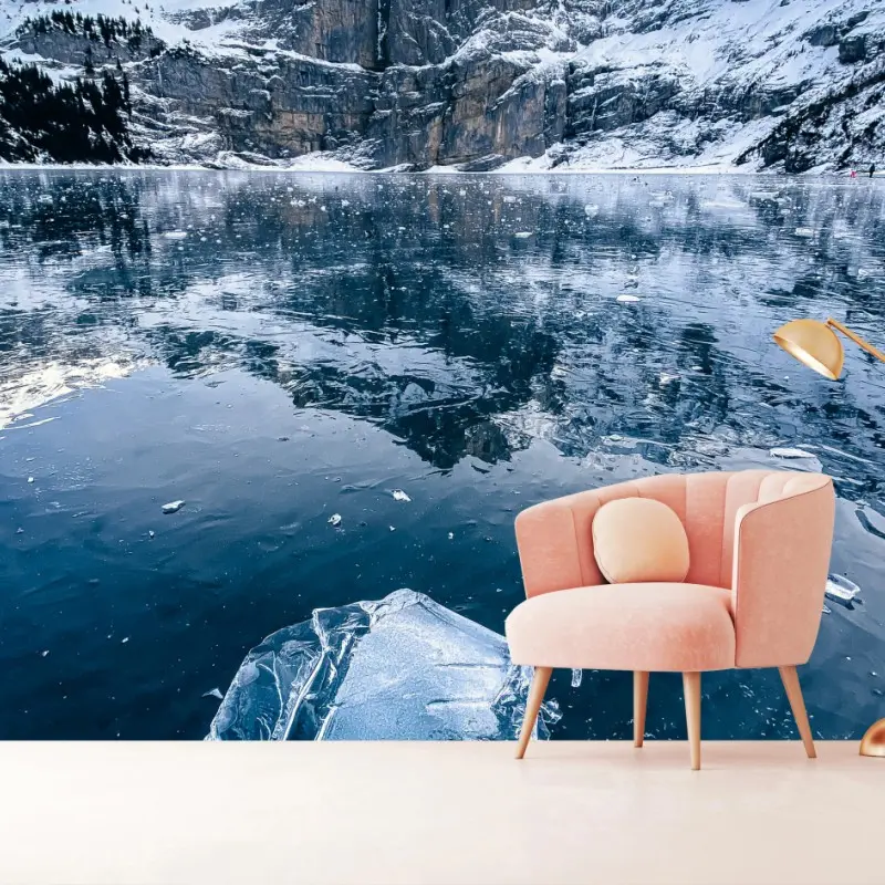 Fototapete kristalleis auf Oeschinensee mit alpenreflexion