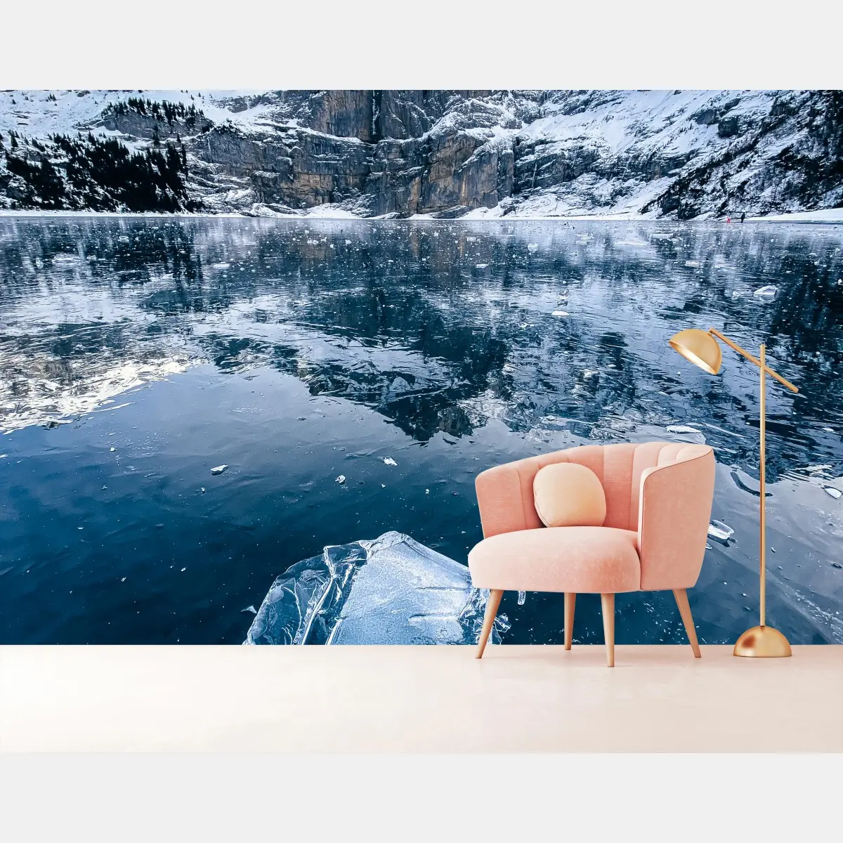Fototapete kristalleis auf Oeschinensee mit alpenreflexion – Pixers®