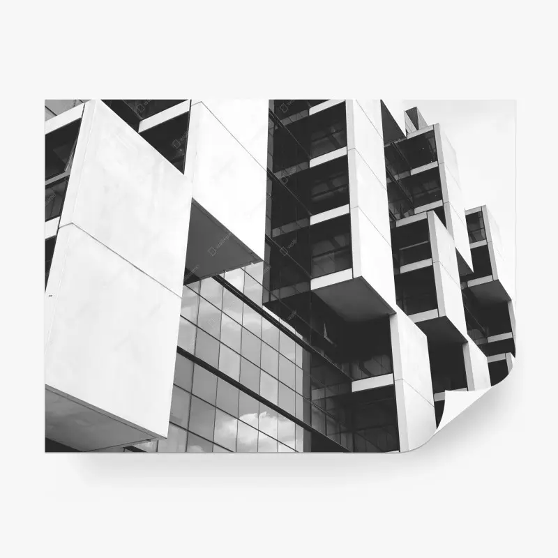 Fototapete geometrische moderne architektur in monochrom