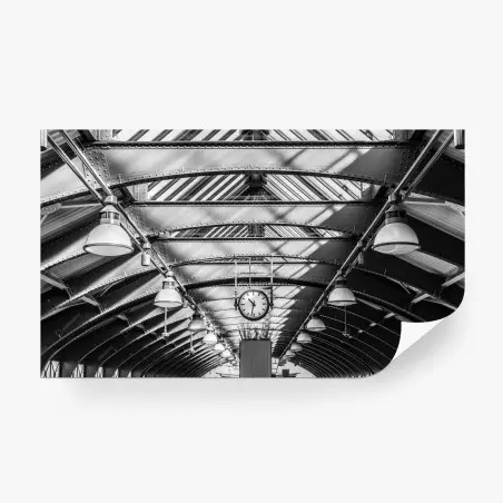 Fototapete industrielle bahnhofdecke mit uhr – Pixers®