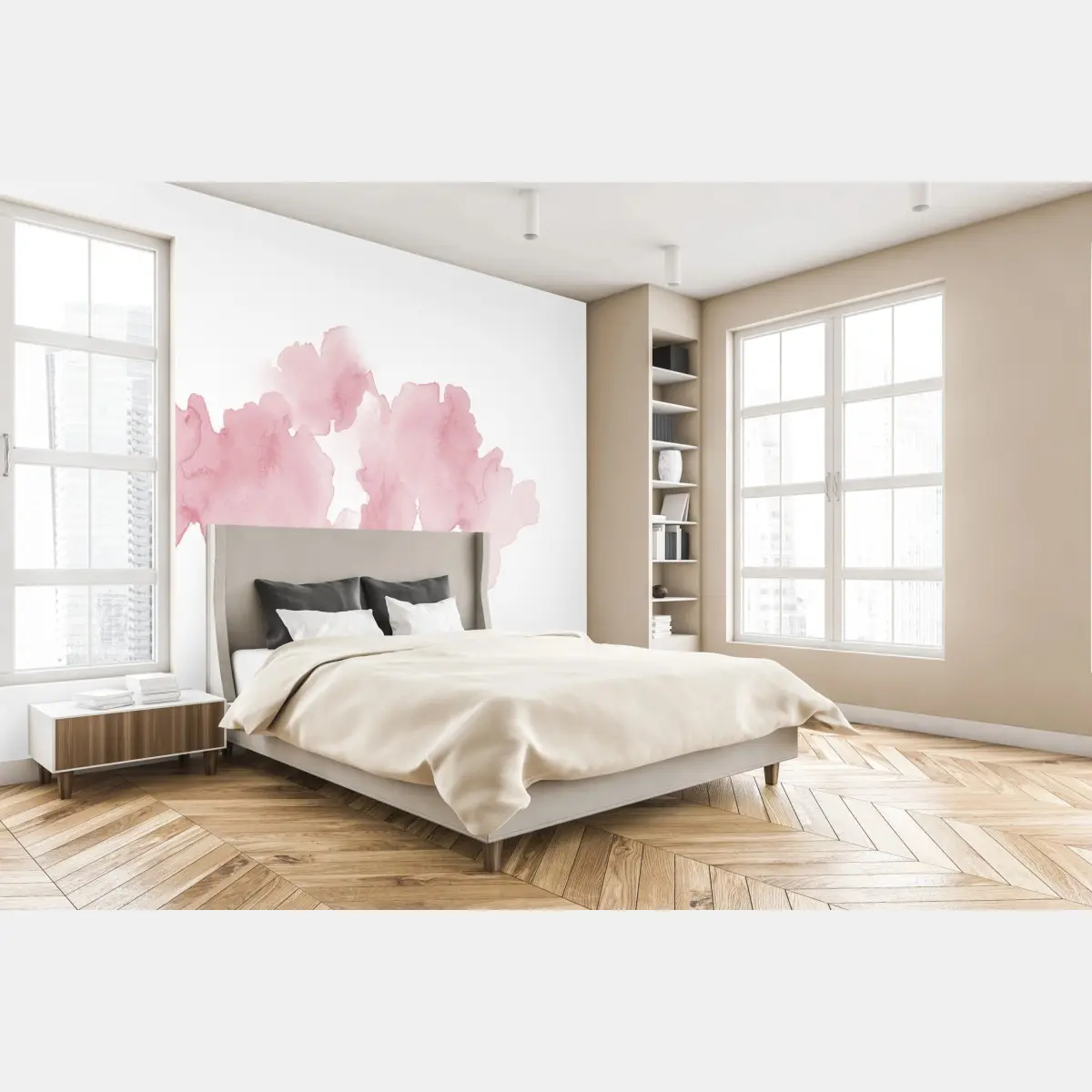 Fototapete sanfte rosa aquarellblüte – Pixers®