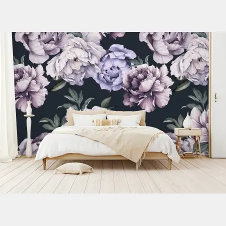 Fototapete lavendel pfingstrose aquarell blumenmuster – Pixers®