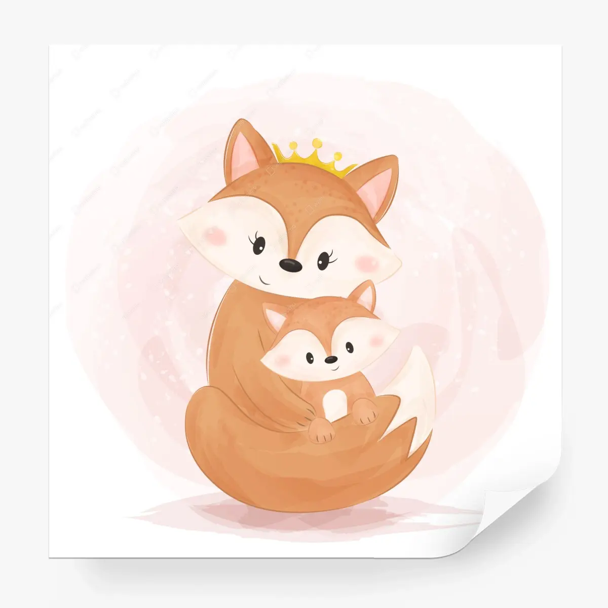 Fototapete illustration von mutter und baby fuchs für kinderzimmer – Pixers®