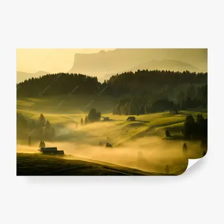 Fototapete Seiser Alm sonnenaufgang über Langkofel und alpine wiesen – Pixers®