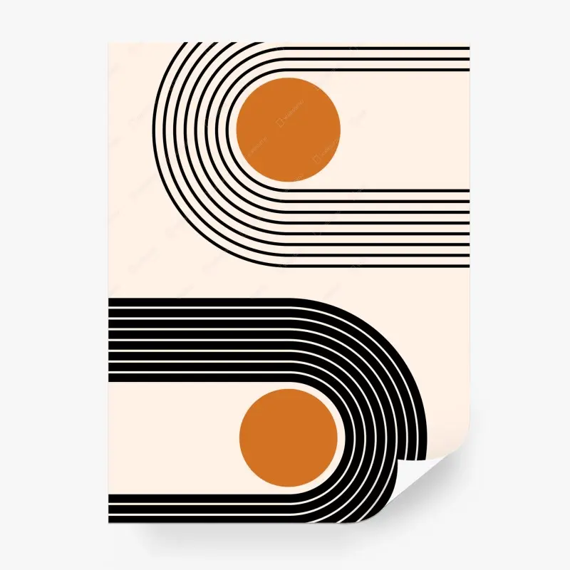Fototapete retro geometrisches motiv mit orangen kreisen