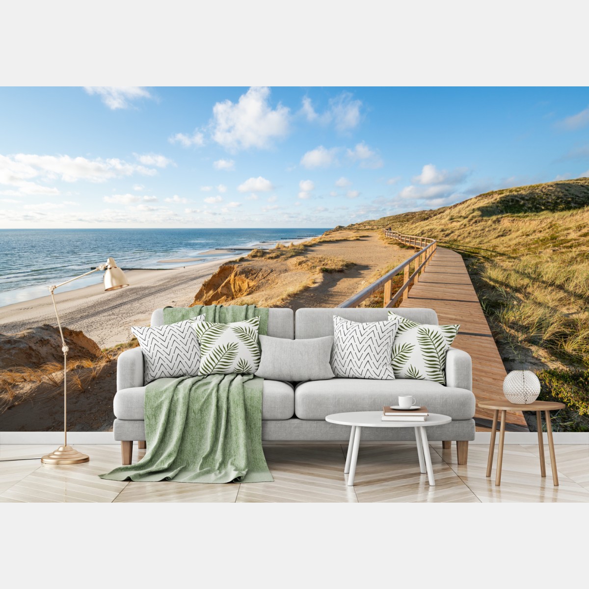Fototapete sonniger küstensteg über sanddünen – Pixers®
