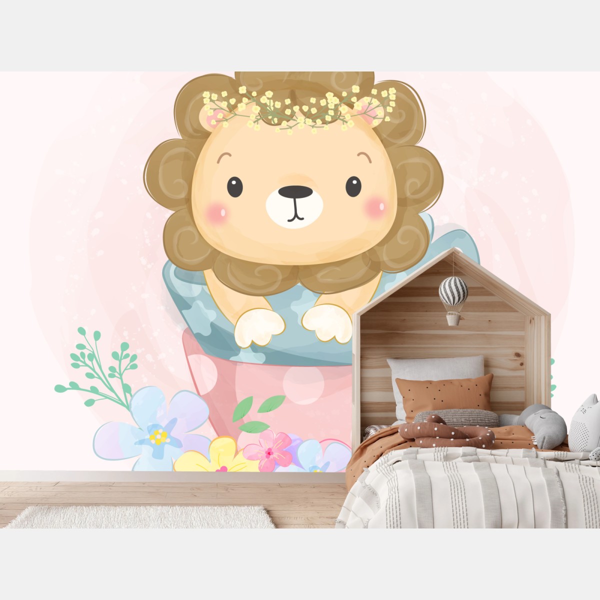Fototapete süßer löwe in teetasse fürs kinderzimmer – Pixers®