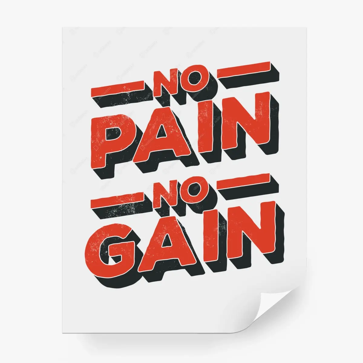 Fototapete no pain no gain motivierendes typografisches poster – Pixers®