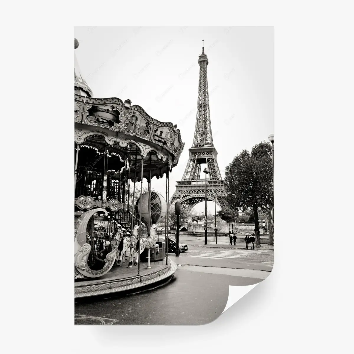 Fototapete Eiffelturm und karussell in Paris – Pixers®
