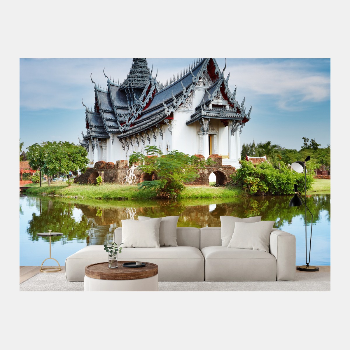 Fototapete Sanphet Prasat palast am spiegelnden see – Pixers®