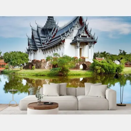 Fototapete Sanphet Prasat palast am spiegelnden see – Pixers®