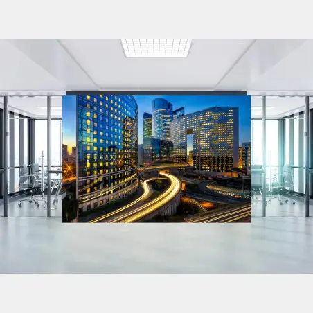 Fototapete moderne stadtsilhouette bei dämmerung – Pixers®