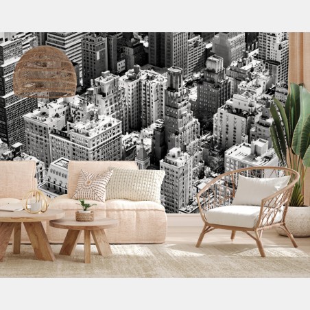 Fototapete Manhattan luftaufnahme skyline in monochrom – Pixers®