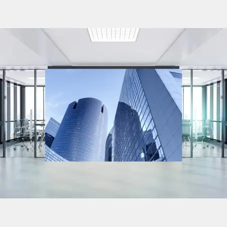 Fototapete moderne blaue stadtsilhouette – Pixers®