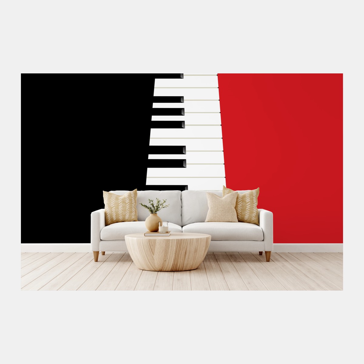 Fototapete schwarz-rotes klavier-tastatur motiv – Pixers®