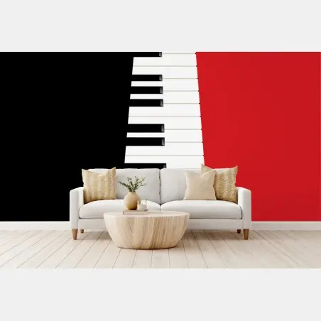 Fototapete schwarz-rotes klavier-tastatur motiv – Pixers®