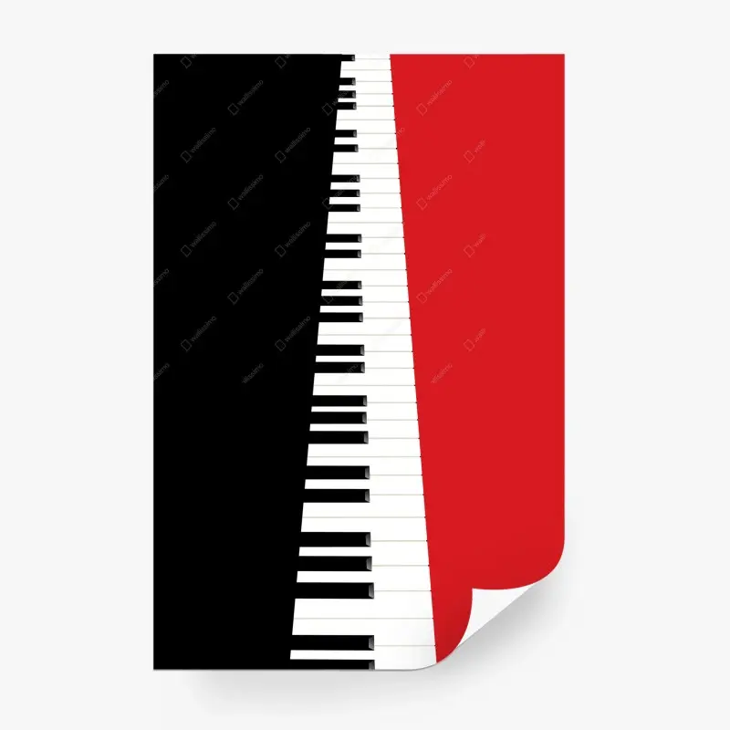 Fototapete schwarz-rotes klavier-tastatur motiv