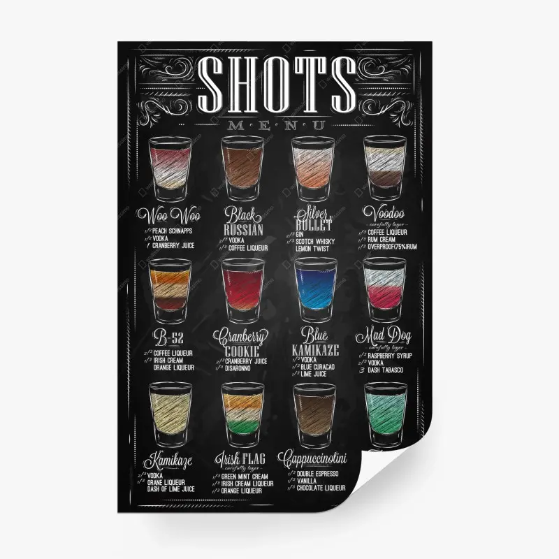 Fototapete vintage kreidetafel shots menü
