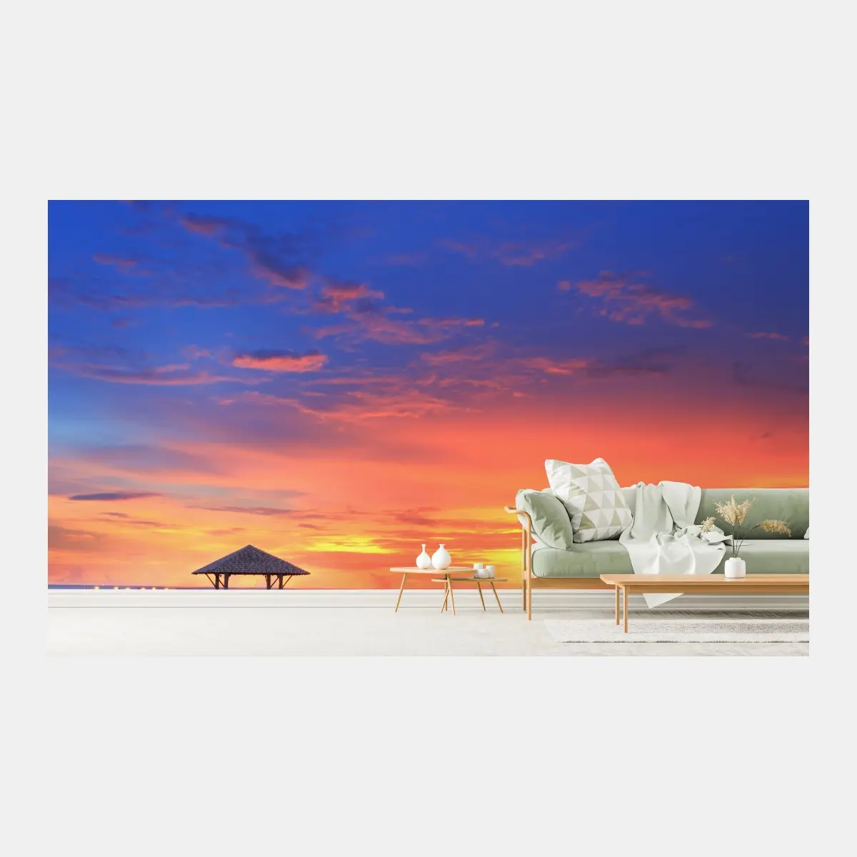Fototapete mole bei sonnenuntergang am strand – Pixers®