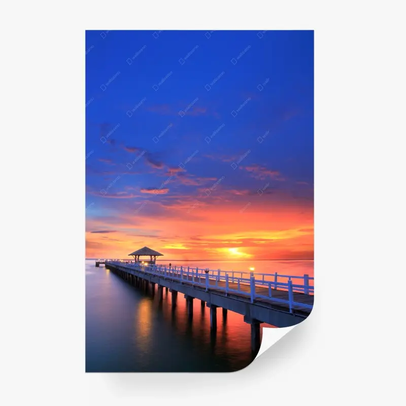 Fototapete mole bei sonnenuntergang am strand