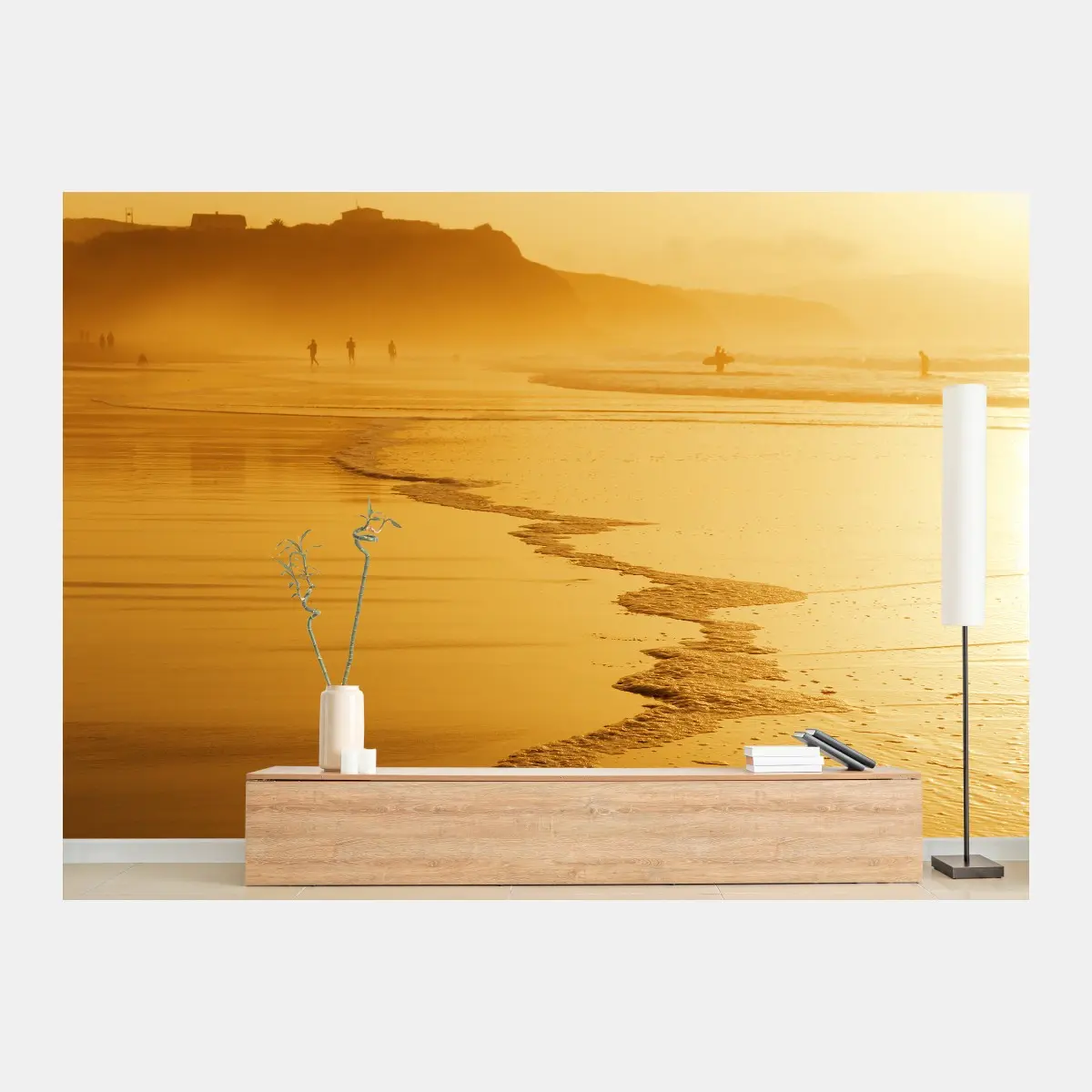 Fototapete goldener sonnenuntergang am strand von Sopelana – Pixers®