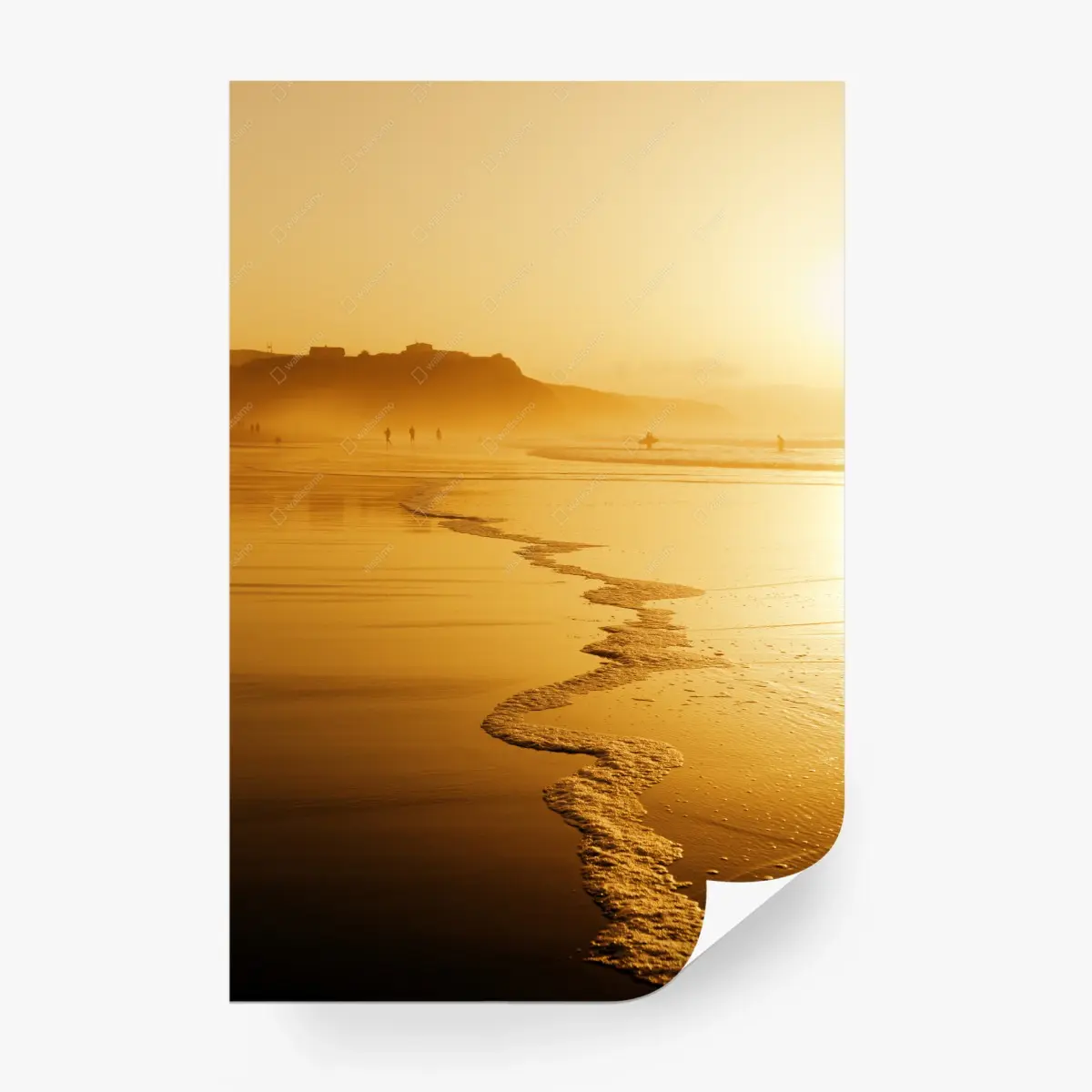 Fototapete goldener sonnenuntergang am strand von Sopelana – Pixers®