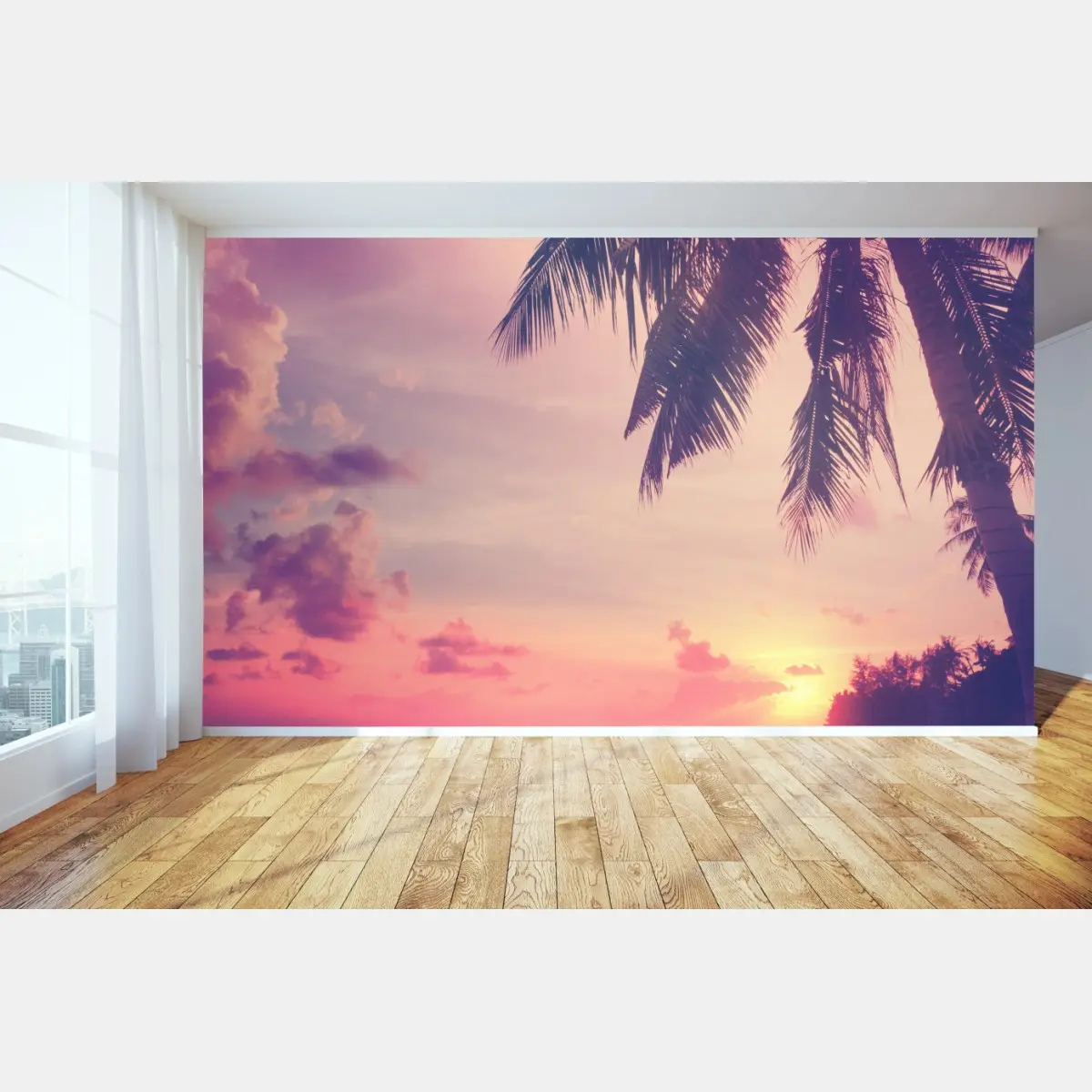 Fototapete tropischer sonnenuntergang am strand – Pixers®