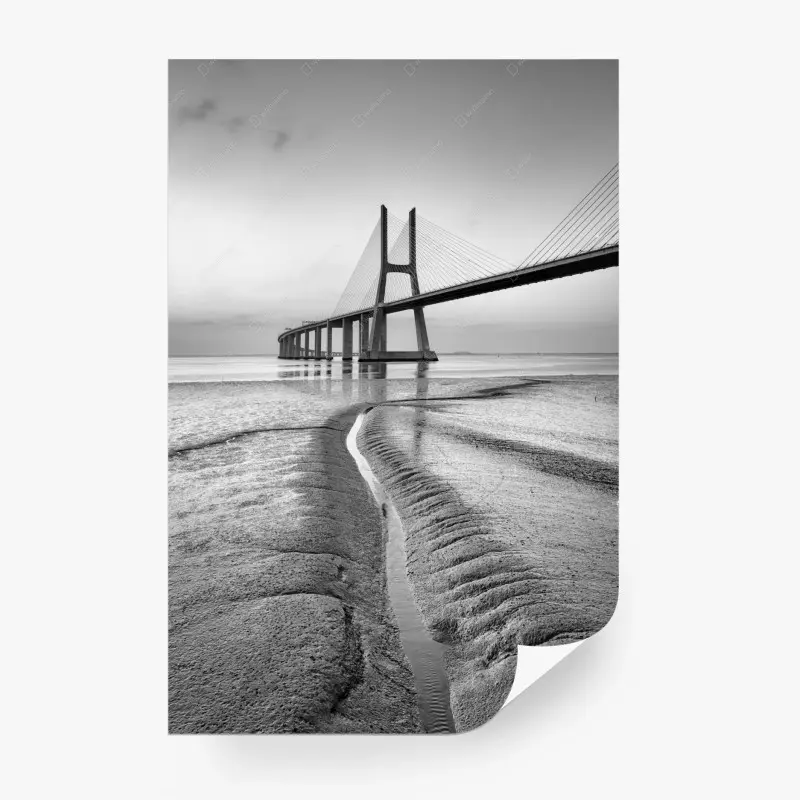 Fototapete minimalistische seilbrücke in monochrom
