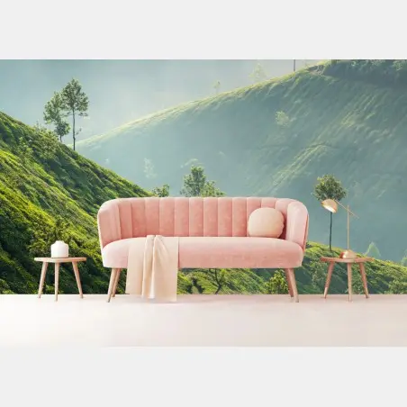 Fototapete neblige teeplantagen auf den hügeln von Munnar – Pixers®