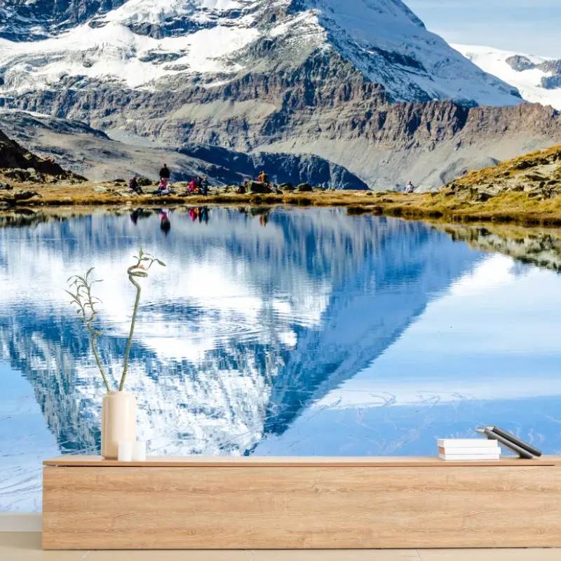 Fototapete majestätisches Matterhorn im spiegel eines alpensees