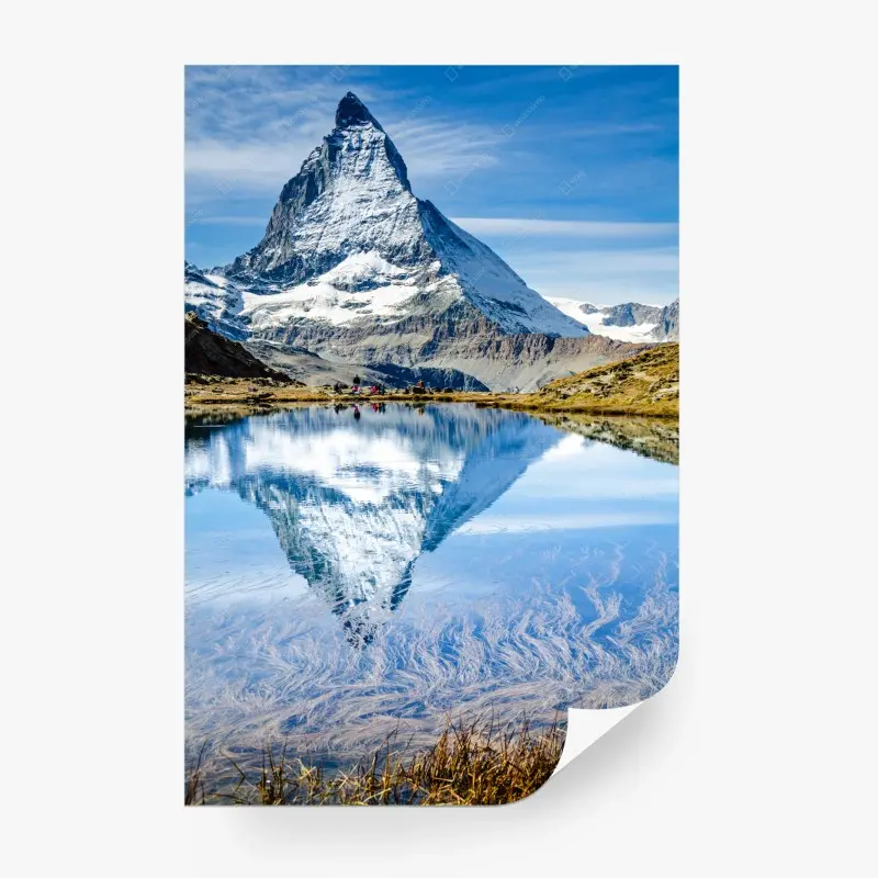 Fototapete majestätisches Matterhorn im spiegel eines alpensees