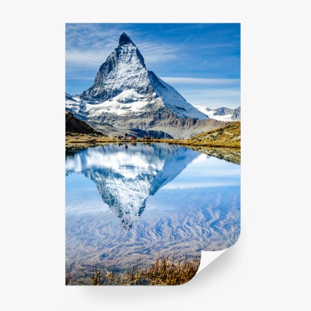 Fototapete majestätisches Matterhorn im spiegel eines alpensees – Pixers®