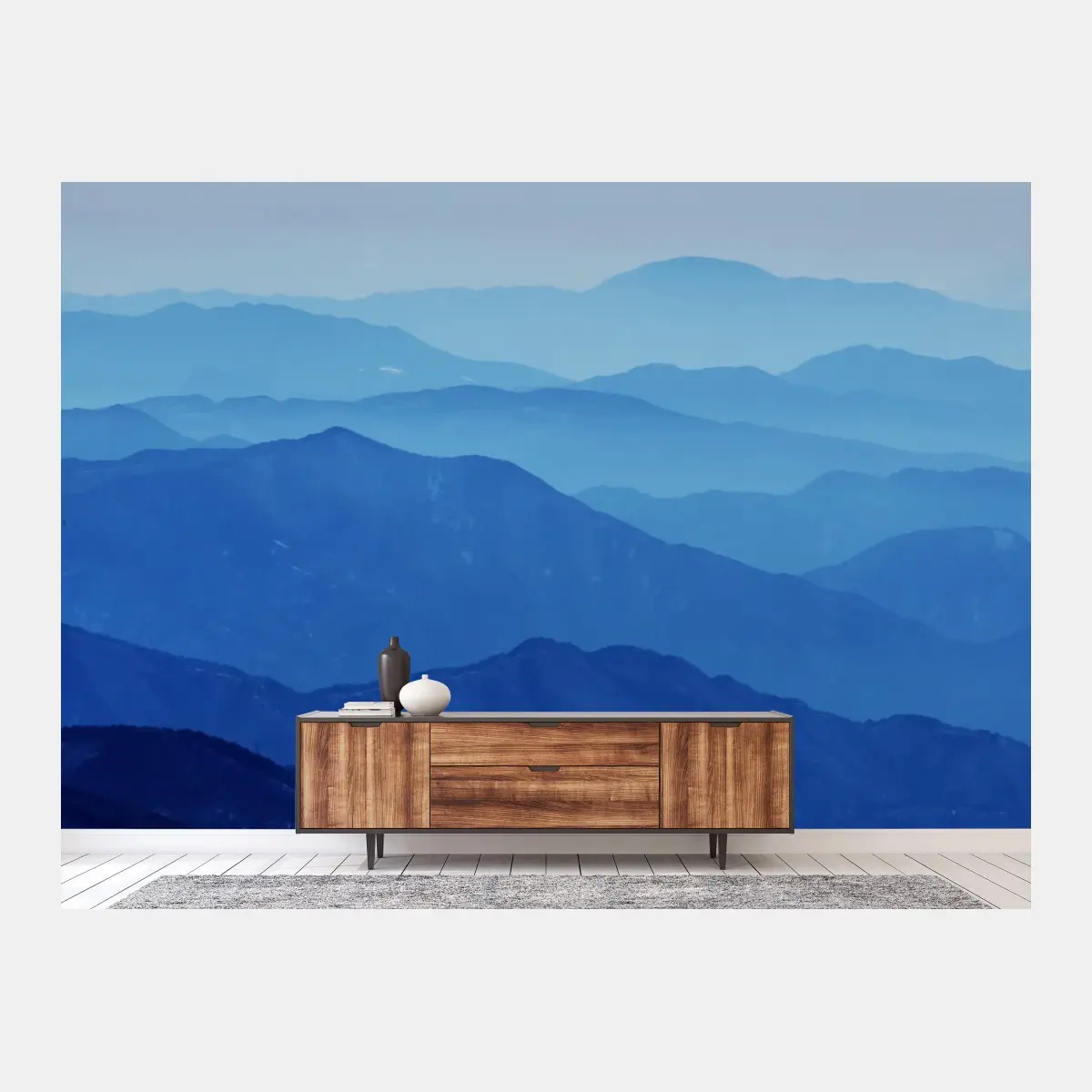 Fototapete neblige blaue bergschichten – Pixers®
