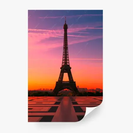 Fototapete sonnenaufgang über dem Eiffelturm – Pixers®