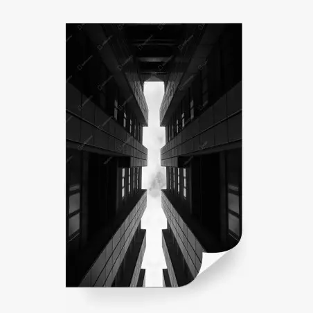 Fototapete vertikale städtische symmetrie in monochrom – Pixers®