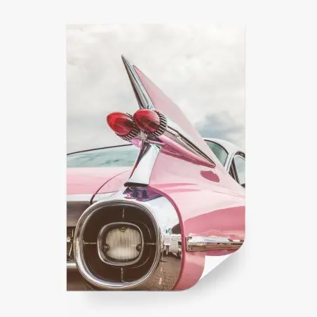 Fototapete rosa retro klassisches auto heckflosse – Pixers®
